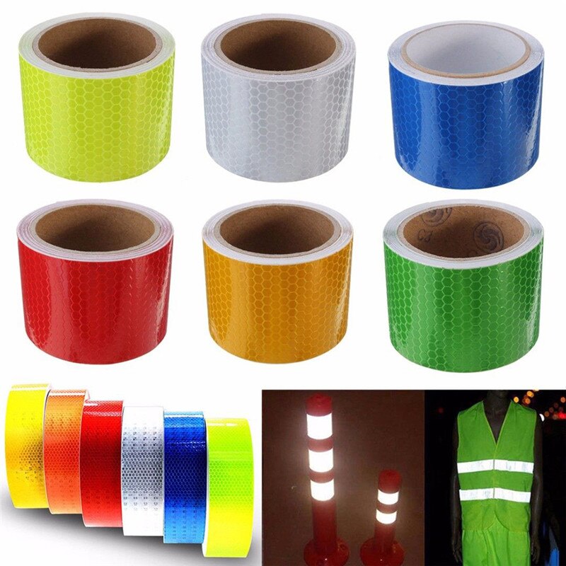 Sicherheit Vorsicht Reflektierende Band Warnband Aufkleber Selbst Klebstoff Wasserdicht Reine Farbe Reflektieren Licht Sicherheit 5cm X 1M streifen