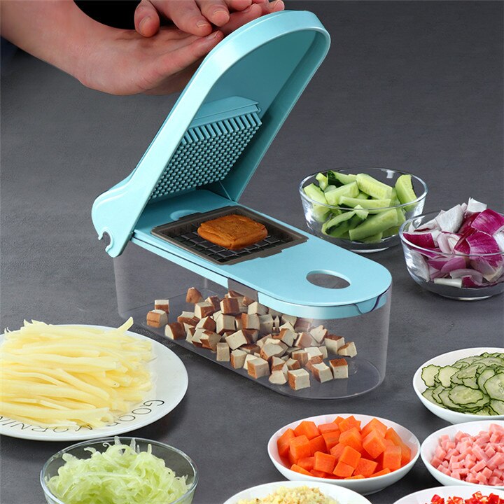 VOGVIGO Multifunktions 8 in1 Lebensmittel Gemüse Salat Obst Schäler Cutter Schneidemaschine Dicer Zwiebel Lebensmittel Zerhacker mit Container Küche Werkzeug