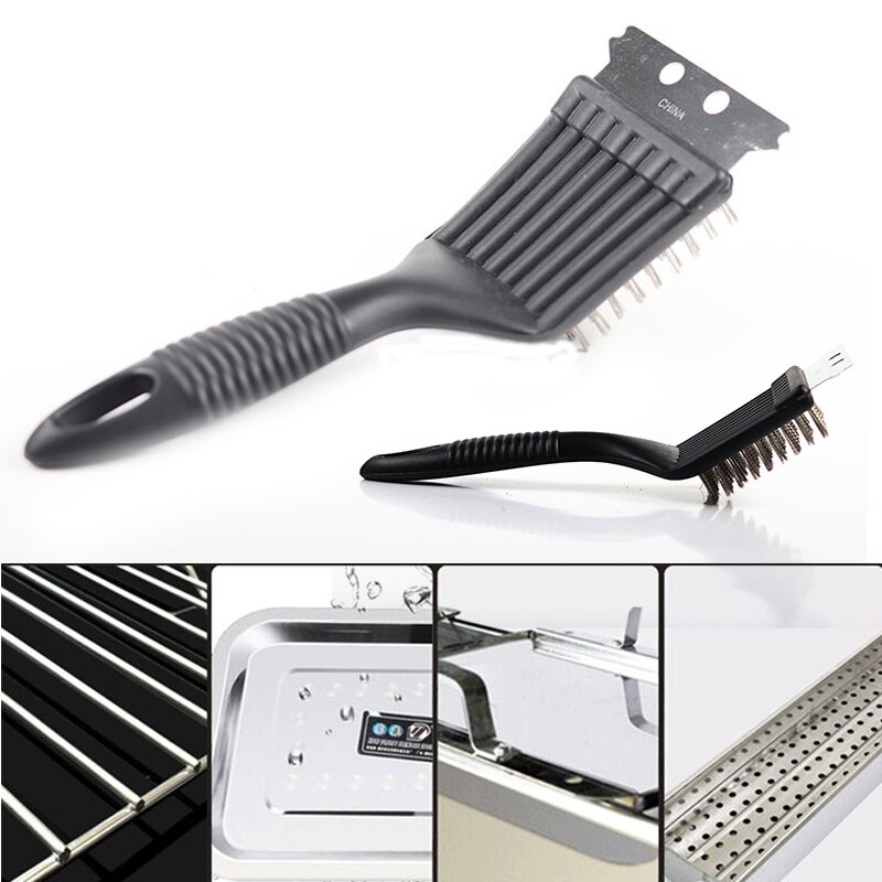 1 PC BBQ Grill Pinsel Grill Draht Edelstahl Reiniger Pinsel und Schaber Reinigung Werkzeug Grill Zubehör
