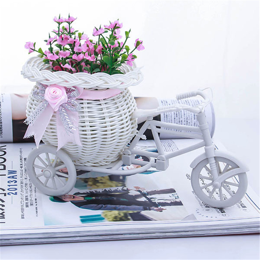 Neue Kunststoff Weiß Dreirad Fahrrad Blume Korb Container Für Blume Pflanze Hause Weddding Dekoration