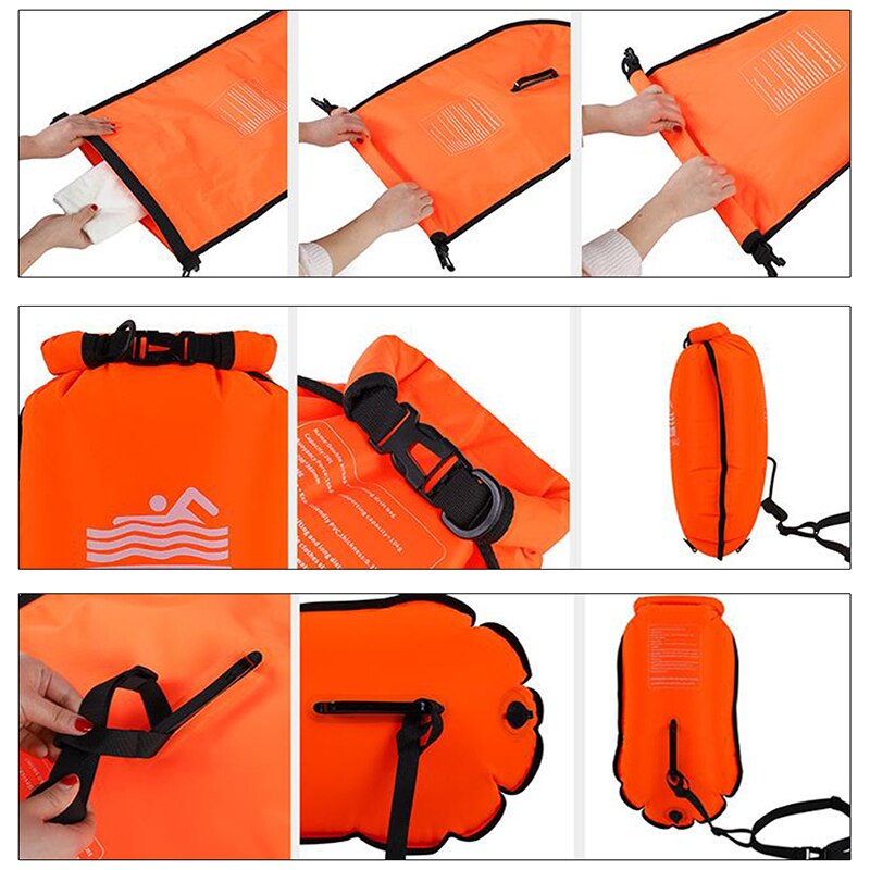 Aufblasbare Schwimmen Boje Schlepptau schweben Trockenen Tasche Luft Tasche Mit Taille Gürtel Sicherheit Tasche