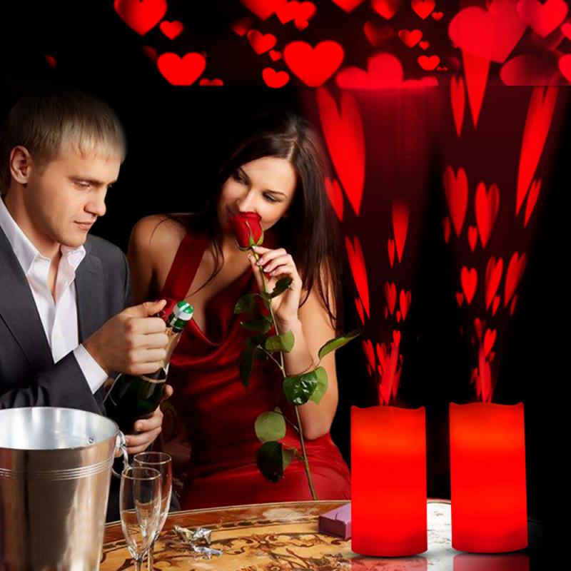 Weihnachten Dekore AA batterie betriebene fernbedienung LED kerze licht Weihnachten rotierenden kreative Paraffin kerze projektion lampe