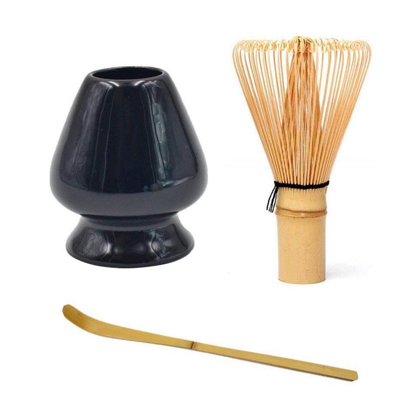 Matcha Grüner Tee Schneebesen einstellen-Tee Schneebesen + Scoop + Tee Löffel + Tiefe Schneebesen Halfter Bambus Janpanese Stil Tee-einstellen Zubehör