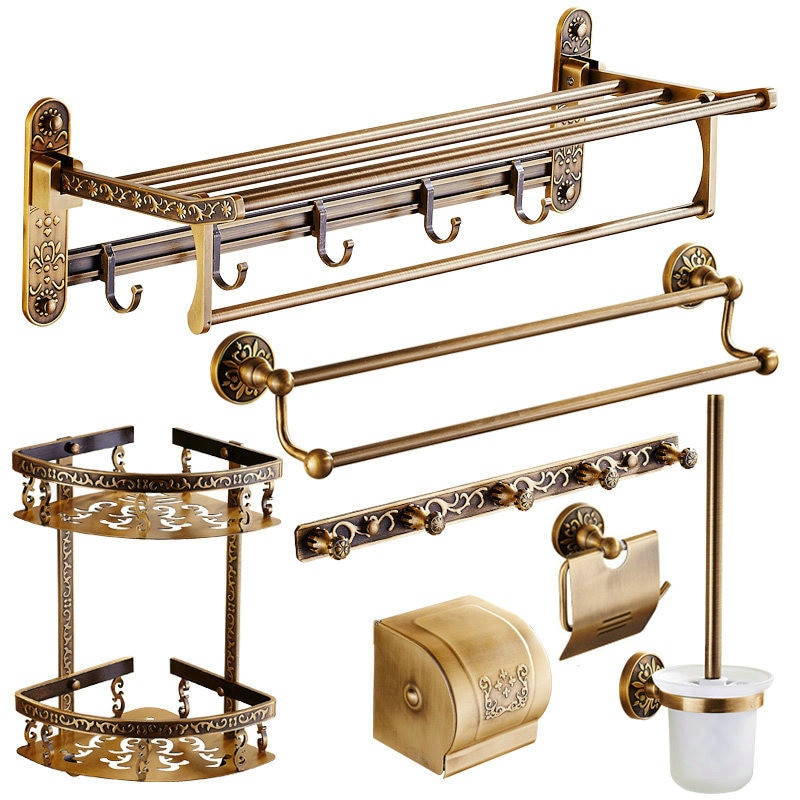Badezimmer Zubehör einstellen Antiken Geschnitzten Bronze- Aluminium Schlecht Zubehör Lagerung Gestell Handtuch Gestell Gewebe Halfter Wc Pinsel
