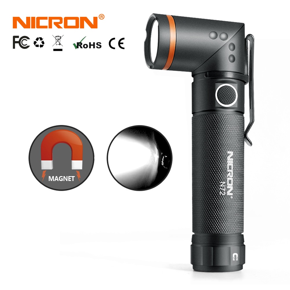 NICRON Handfree Twist LED Taschenlampe Hohe Helligkeit Wasserdichte 800LM CREE Weiß/UV-Licht LED Taschenlampe Magnet Licht N72/ n72-UV