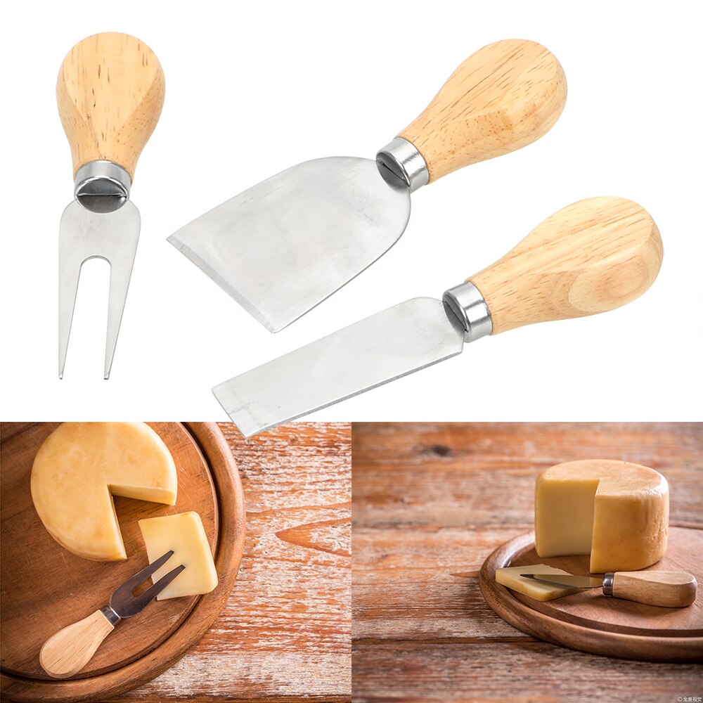Käse Werkzeuge Küche Zubehör Spielereien Backformen Käse Schneidemaschine setzt 3 teile/satz Holz Griff Messer Bausatz