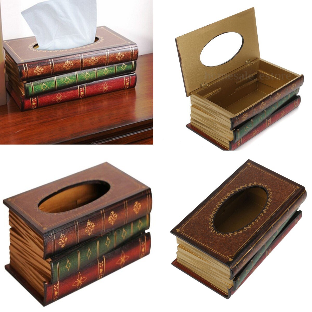 Buch bilden Gewebe Kasten Luxuriöse retro Stil Retangle Serviette Papier Halfter Ring Gewebe Lagerung Kasten Haushalt Liefert