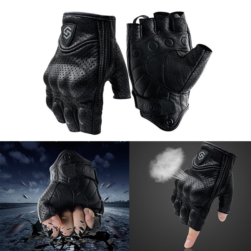 1 paar Radfahren Handschuhe Schafe Leder Finger Handschuhe Halb Finger Handschuhe für Moto-Cross Reiten Bergsteigen Fitness