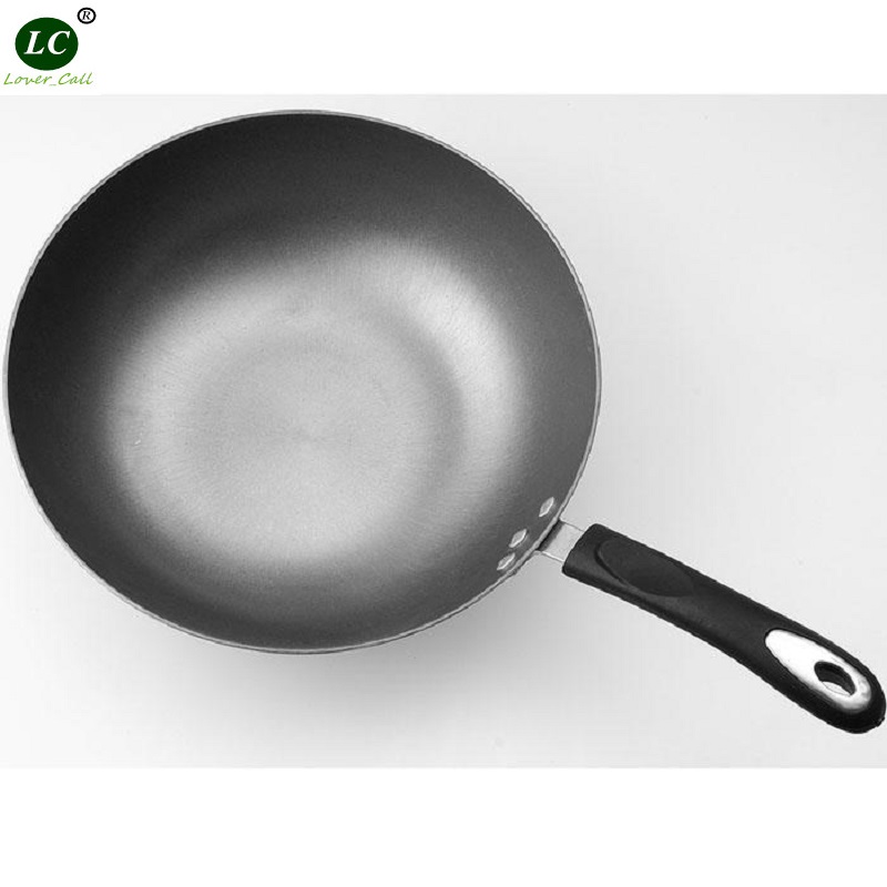 wok Utensil Picknick Camping Hause wok 32cm Gusseisen Kochen Pfanne Stahl wok tiefe Pfanne Kochgeschirr Küche Topf keine-beschichtung