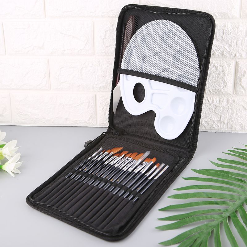 18 teile/satz Pinsel Holz Acryl Malerei Palette Gouache Kosmetik Kunst Bausatz Zeichnung Stifte