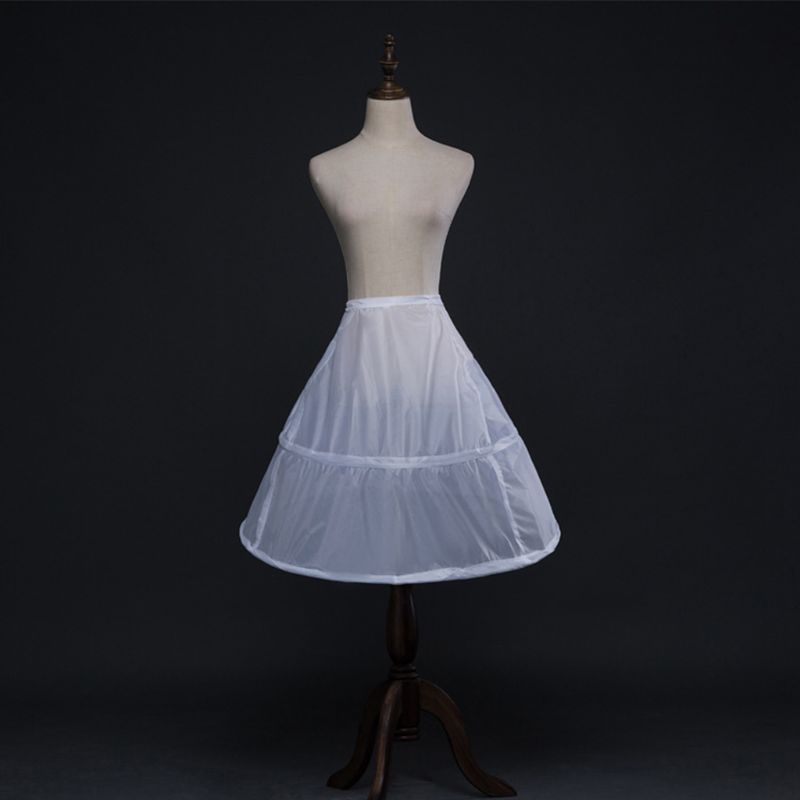 Blume Mädchen 2 Reifen Weiß Unterrock 65cm Hochzeit Petticoat freundlicher Elastische Taille Kordelzug Einem Schicht Krinoline Halb Unterhose