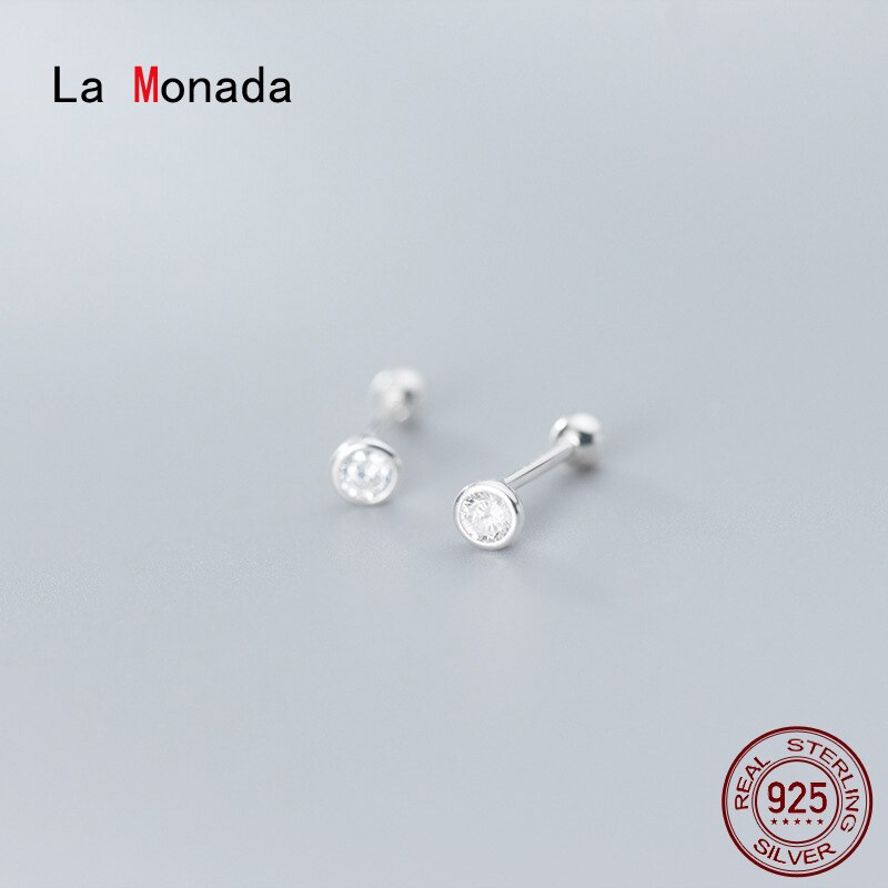 La Monada Runde Inlay Minimalistischen Sterling Silber Zucht Ohrringe Frauen 925 Silber Schmuck Frau Ohrringe Zucht Silber 925