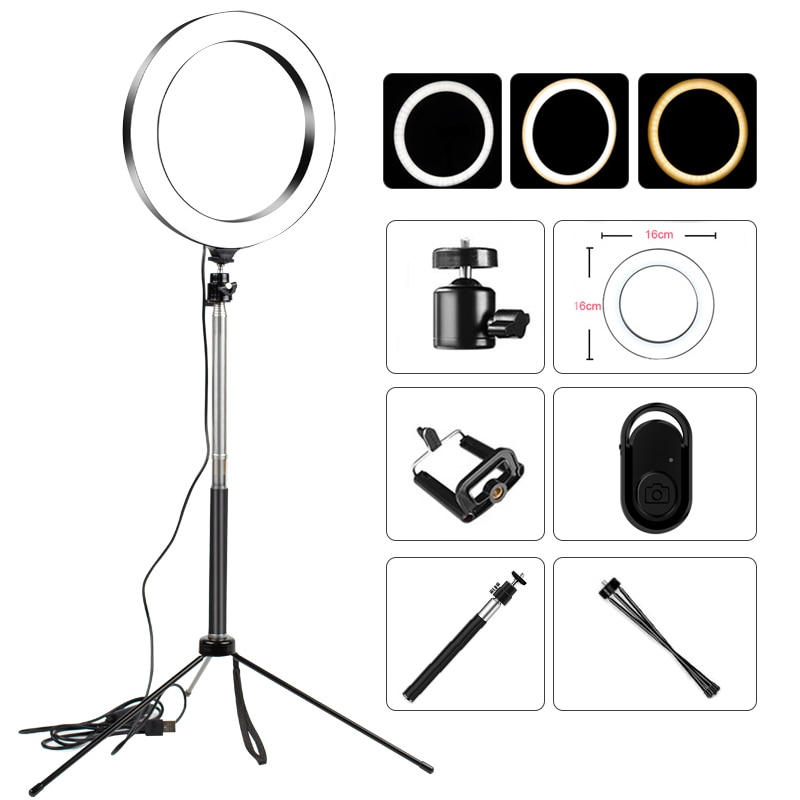 Fotografie machen-hoch Lampe Spiegel LED Selfie Licht Dimmbar Machen hoch Kamera Telefon Lampe mit Tisch Stative Telefon Halfter