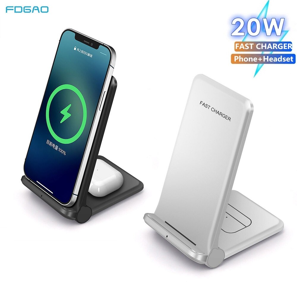 20W Schnelle Qi Drahtlose Ladegerät 2 in 1 Induktion Ladestation Für Samsung S10 S20 S21 Für iPhone 13 12 11 XS XR X 8 Airpods Profi