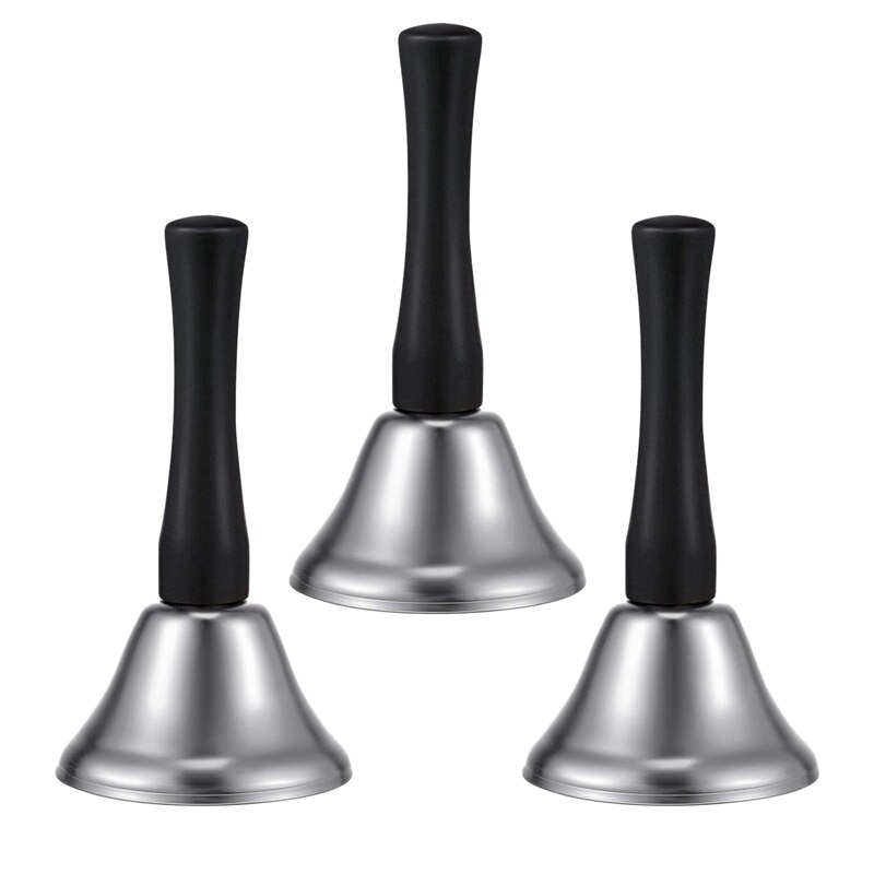 3 Pack Stahl Glocke Anruf Glocke Schule Schreibtisch Ringbell für Hochzeit Veranstaltungen Dekoration Lebensmittel Linie Alarm Jingles