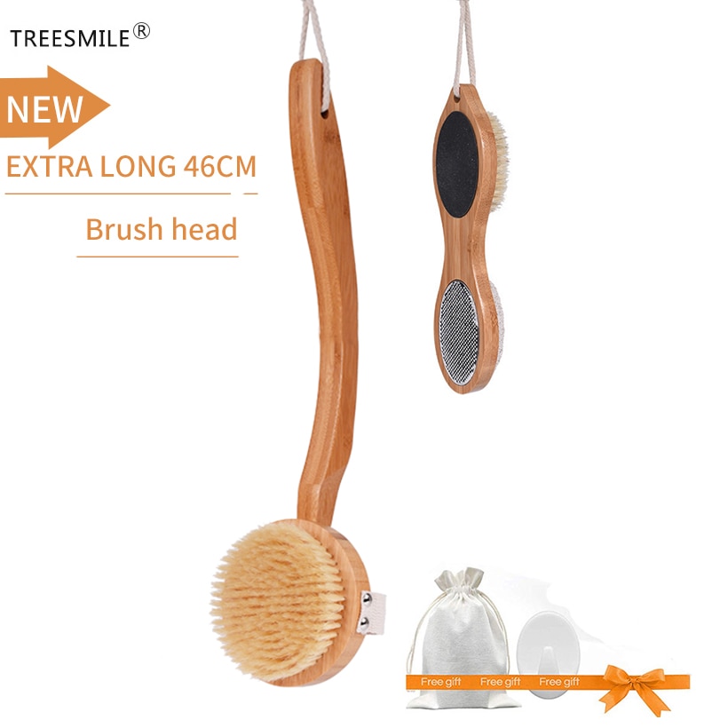 TREESMILE Gesundheit Spa Körper Massage Schlecht Pinsel Natur Borsten Trockenen Pinsel Peeling Fördern sterben Durchblutung Massage Pinsel D30
