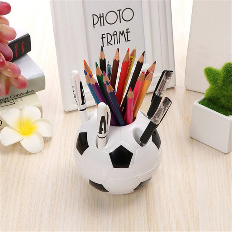Nette Kawaii FußBall Stift Halfter freundlicher Schreibwaren Bleistift Veranstalter Schreibtisch einstellen Zubehör Büros Schule Runde Container Schreibtisch-Kasten
