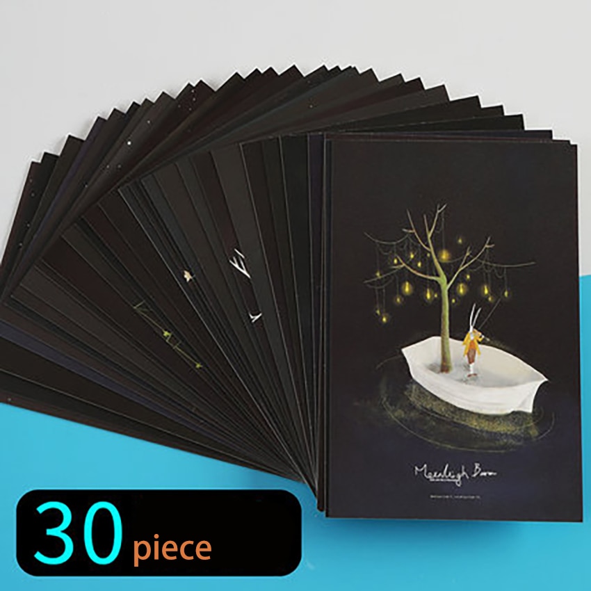 30 blätter/einstellen Karikatur Landschaft Postkarte Leucht Serie Postkarte für Gruß Karte, Nachricht Karte, geburtstag Stern Himmel Karte