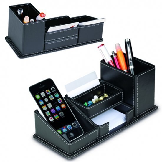 Leder Schreibtisch Stift Halfter Multi-funktion Schreibtisch Schreibwaren Veranstalter Stift Halfter Klemme Stand Bleistift Veranstalter für Schreibtisch Büro Zugriffs