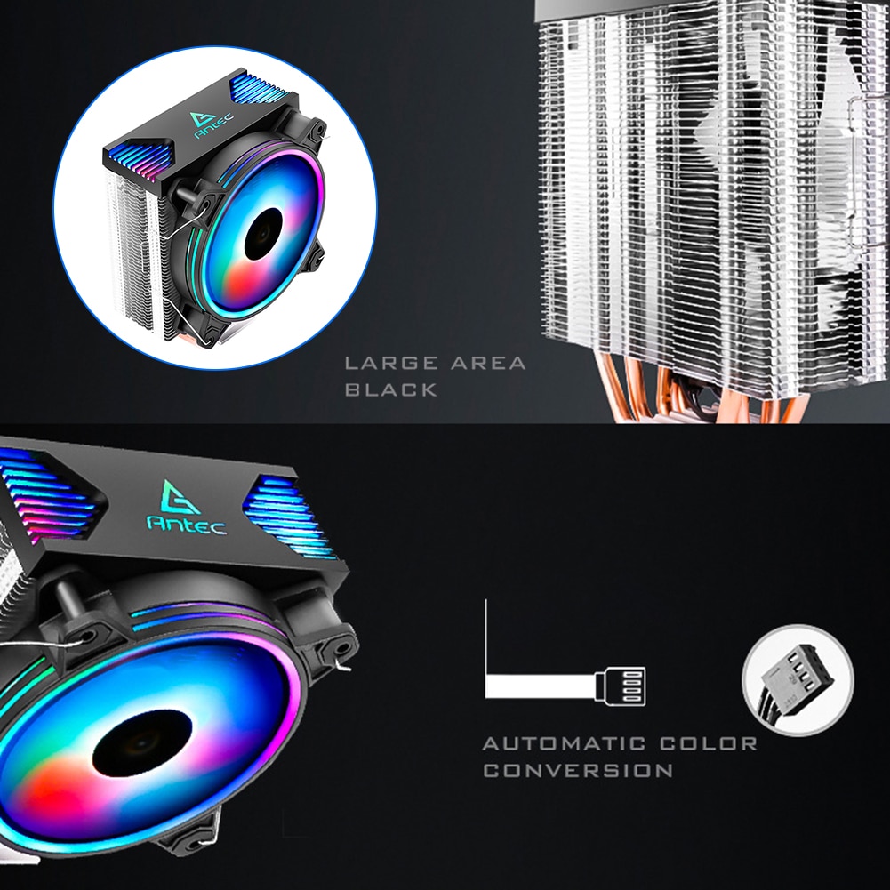Antec A400 GPU Computer Wasser Kühlung System Kühler-hersteller RGB CPU Luftkühler 4 Heatpipe 120mm Fan CPU Kühler für AMD bin FM LGA