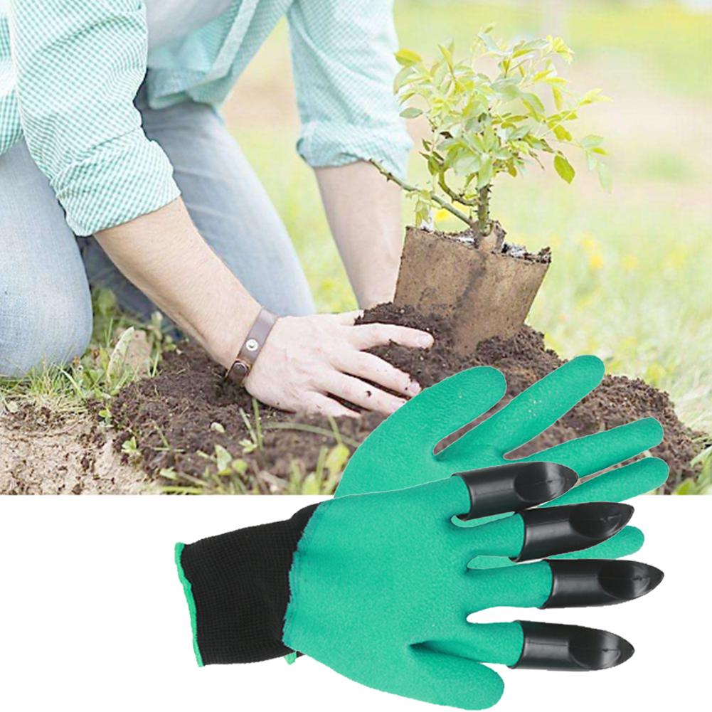 1 paar Garten Handschuhe 4 Kunststoff Garten Gummi Handschuhe Mit Krallen Gummi Polyester Bauherren Garten Arbeit Latex Handschuhe
