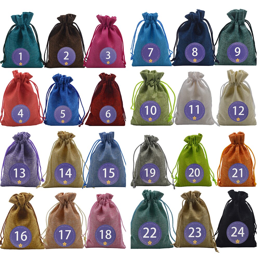 24Stck Tuch Tasche Advent Weihnachten Kalender Füllen Taschen Taschen 10*14cm