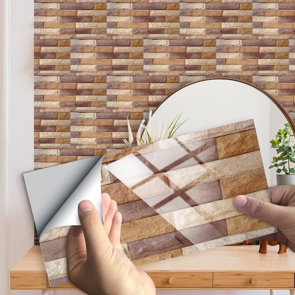 10 teile/satz Rechteck Flache Felsen Textur Fliesen Zauberstab Aufkleber Küche Öl-beweis Waschbecken Tische Dekor schälen $ Stock PVC kunst Tapete