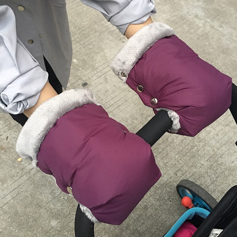 Kinderwagen Handschuhe Winter Warme Windprooof Kupplung Handschuhe Kinderwagen Zubehör Hand Muff Pelzigen Fäustlinge Für Kinderwagen