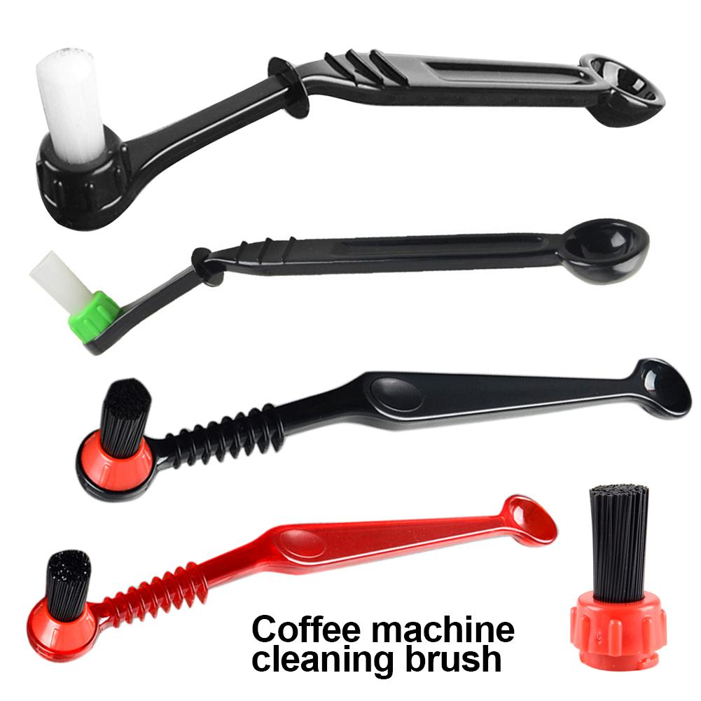 Doppel Kopf Anti-verbrühungen Espresso Kaffee Maschine Gebogen Reinigung Pinsel Löffel Doppel-kopf Nylon Pinsel Kaffee Maschine Pinsel