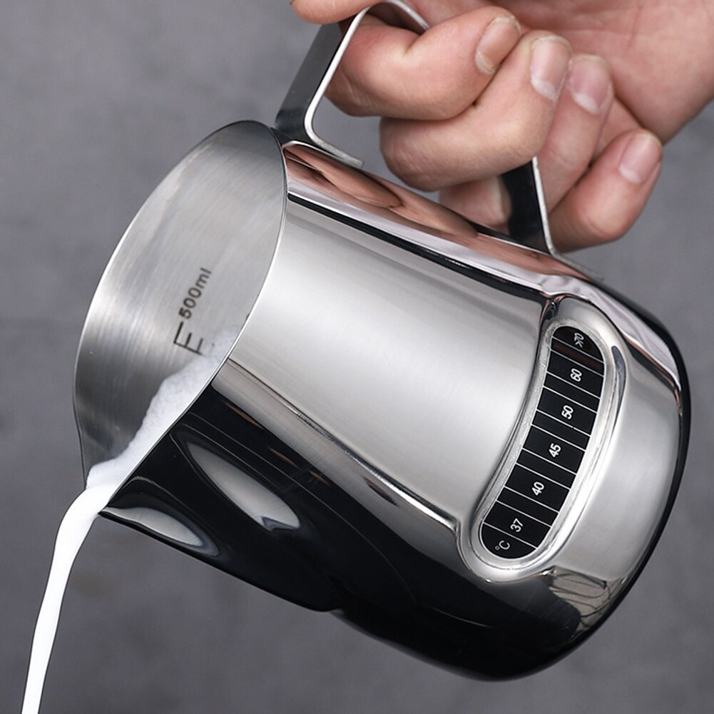 600ml Kaffee Thermometer Tasse Aufschäumen Kaffee Krug ziehen Blume Tasse Dampfenden Espresso Tassen Latte Kunst Milch Aufschäumen Krug