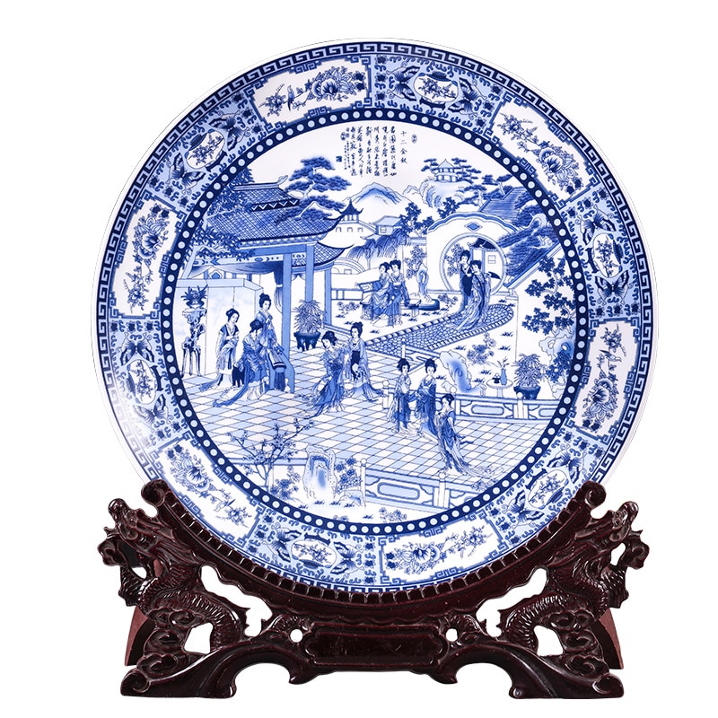 Jingdezhen porzellan antike blau und weiß porzellan hängen platte dekorative platte Ornament Neue Chinesischen stil wohnzimmer Deko