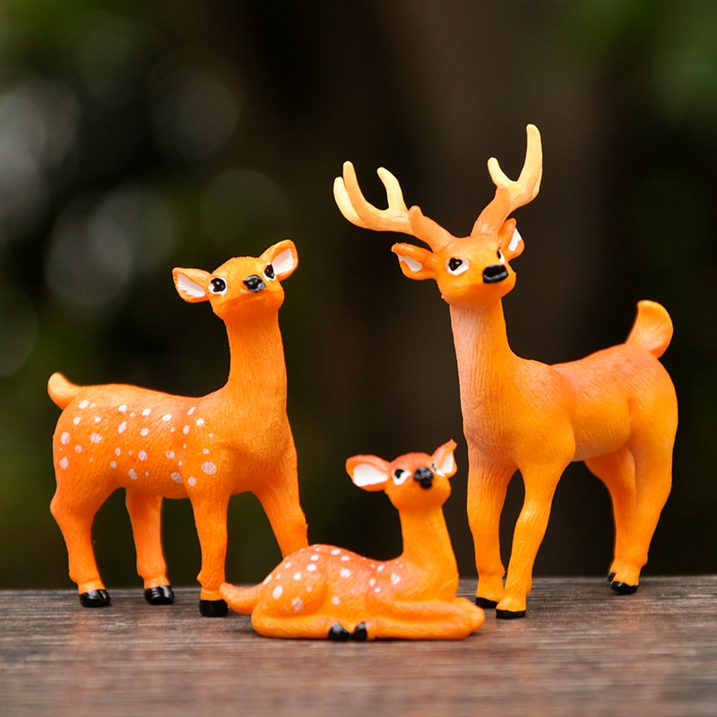 BAIUFOR Miniaturen Kawaii Figuren Hirsch Familie diy Terrarien Figuren Gebühr Garten Dekor Hause Handwerk Freund