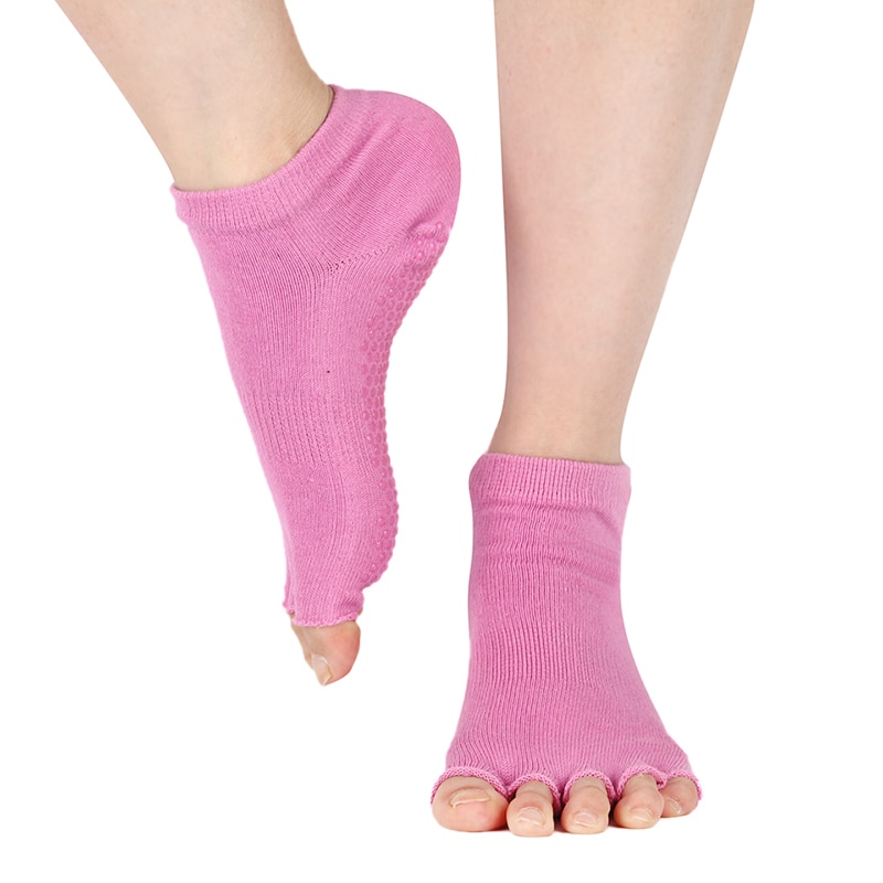 Frauen Halb Zeh Yoga Socken Nicht-Unterhose gucken Zehe Pilates Knöchel Griff Fitness Langlebig offen Halb Fünf Finger Baumwolle Yoga Socken Fitnessstudio