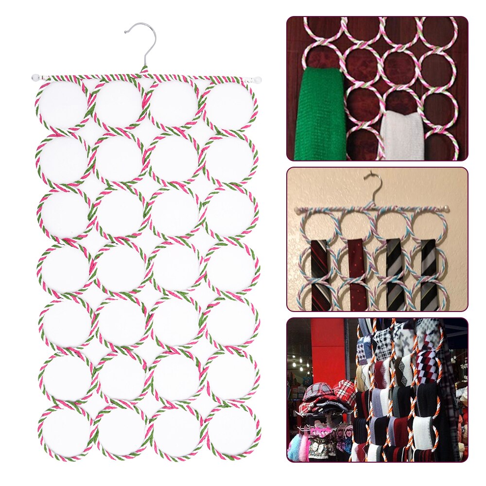 28 Ring Schal Schal Schals Halfter Faltbare Krawatte Gürtel Haken Organizer Rattan Weben Aufhänger Schrank Lagerung Halfter Anzeige Gestell