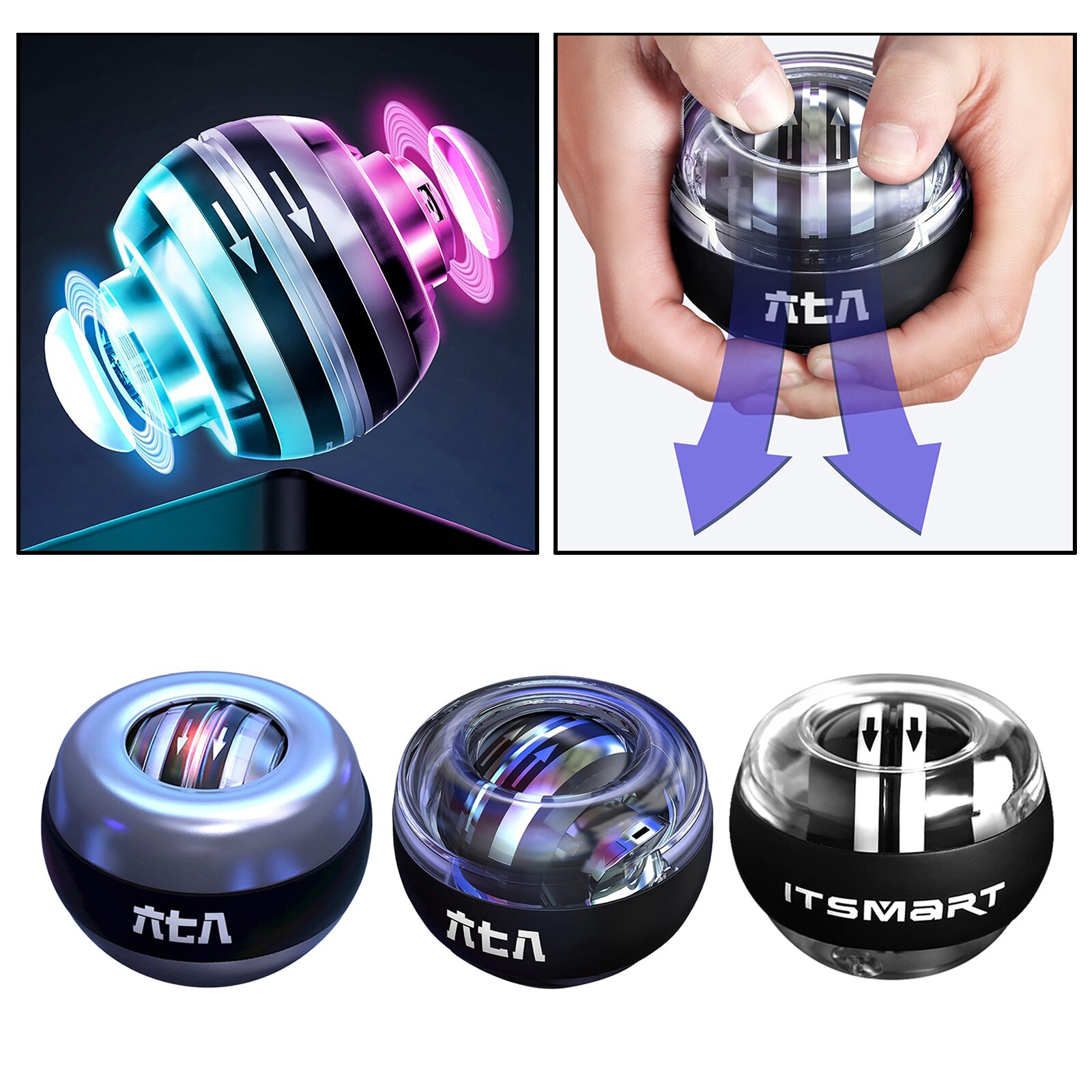 LED Handgelenk Ball Trainer Gyroskop Ball Kreisel Arm Trainer Profi Fitness Kreisel Muskel Entspannen AusüSpund Ball