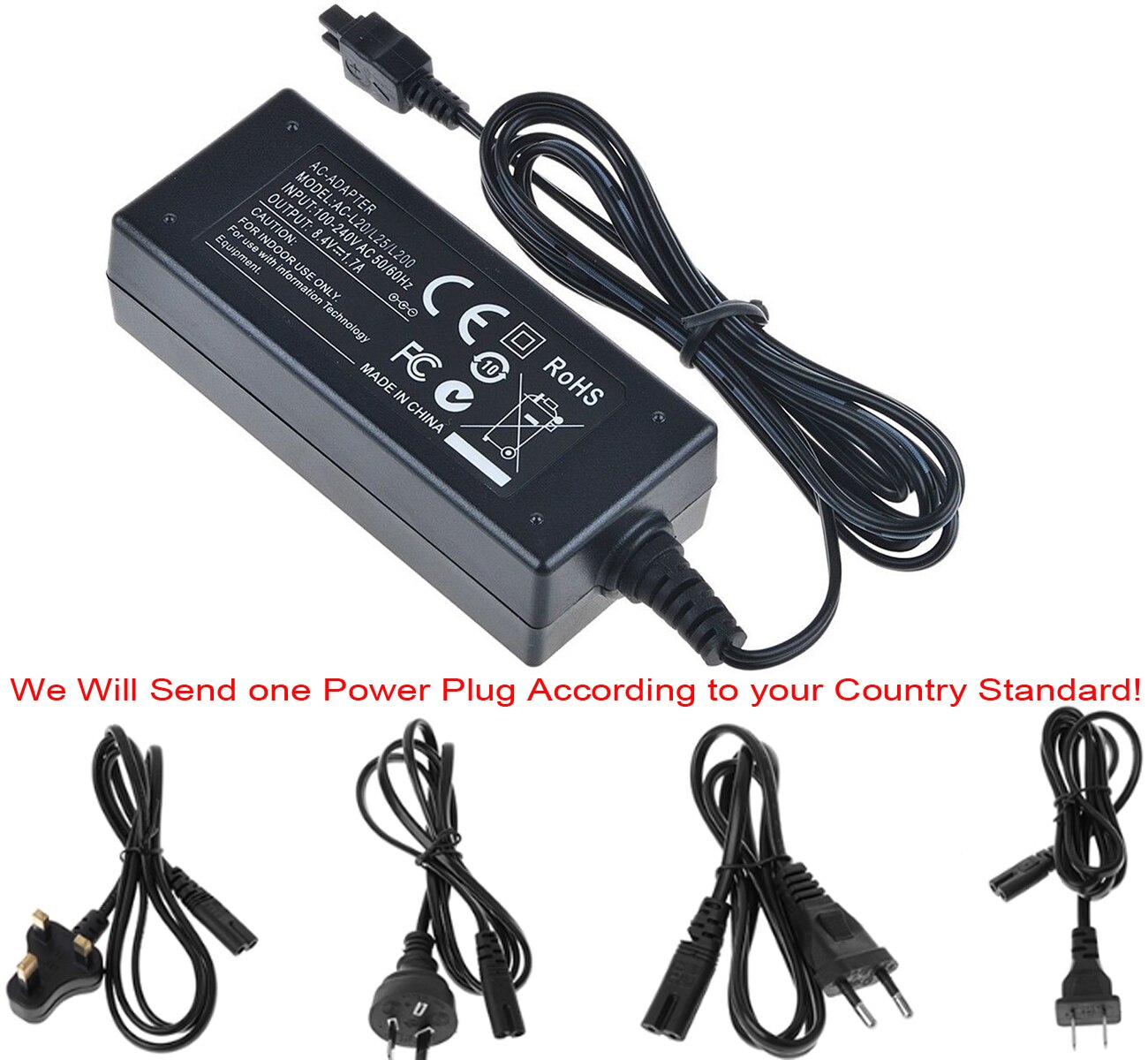 AC Energie Adapter Ladegerät für Sony DCR-SR52, DCR-SR55, DCR-SR57, DCR-SR58, DCR-SR62, DCR-SR65, DCR-SR67, DCR-SR68 Handycam Camcorder