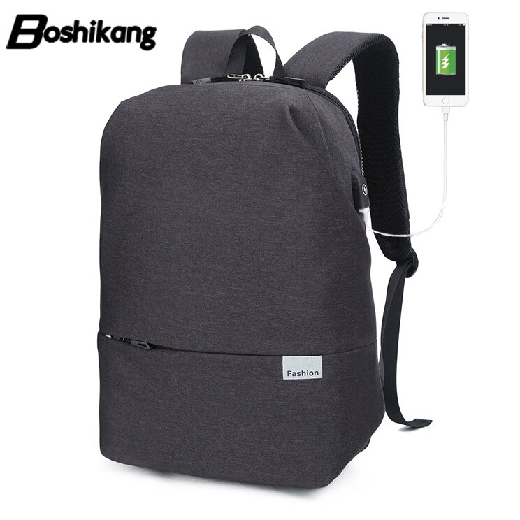 Boshikang Geschäft Einfachheit Männer Rucksack Täglichen Rückzahlung USB Ladung Schule Rucksack Teenager Allgleiches Laptop Tasche Männer