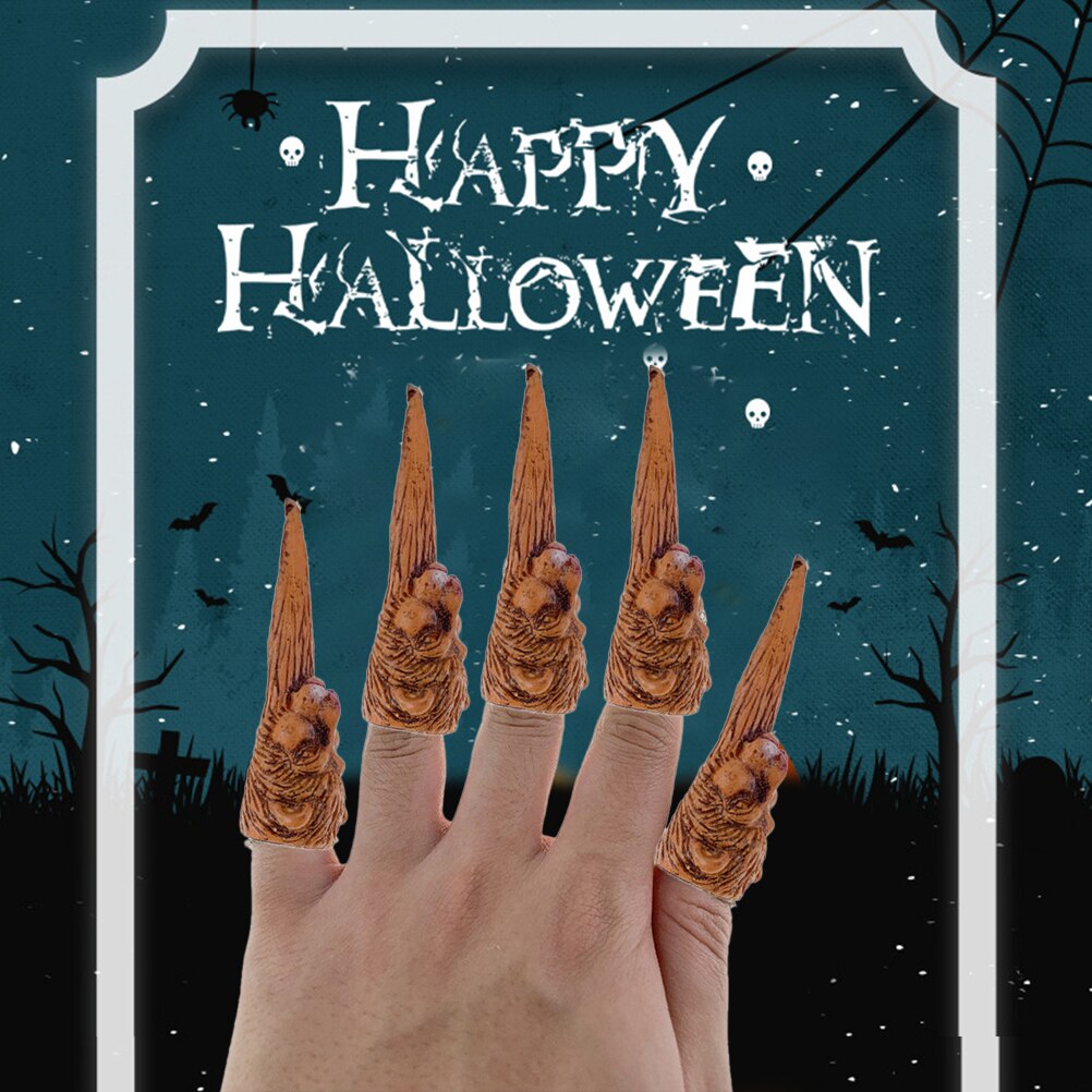 5 stücke Halloween Lange NäGel Ebene Hexe Nagel Spinne Skelett Löwe Langen Nagel Cosplay Phantasie Kleid Dekor