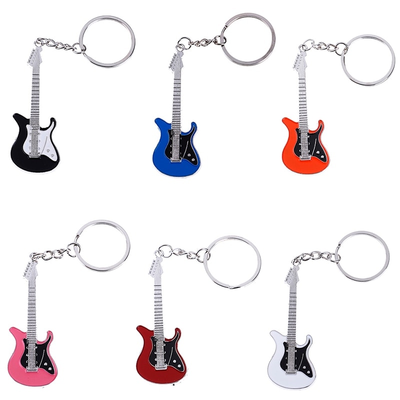 Metall Elektrische Gitarre Mini Keychain Schlüssel Kette Schlüssel Ring Gitarre Zubehör
