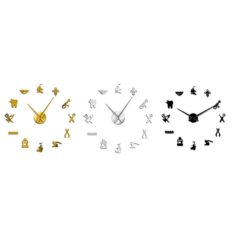 Zahnarzt DIY Riesen Wanduhr Übergroßen Wanduhr Große Nadel Spiegel Zahnarzt Büro Dekor Zahnarzt Kunst