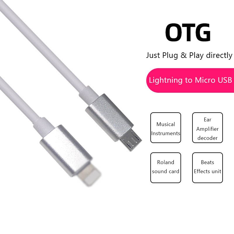 Blitz OTG Zu Mikro USB kabel Instrument Adapter für iPhone 7 8 11 12 ipad Elektrische Klavier Stecker Android Mikro USB KABEL