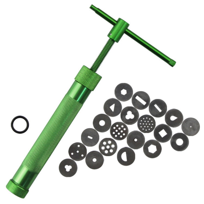 Edelstahl Zucker Einfügen Extruder Handwerk Pistole mit 20 Tipps Zucker Handwerk Fondant Kuchen Skulptur Polymer Ton Werkzeuge Küche Werkzeuge