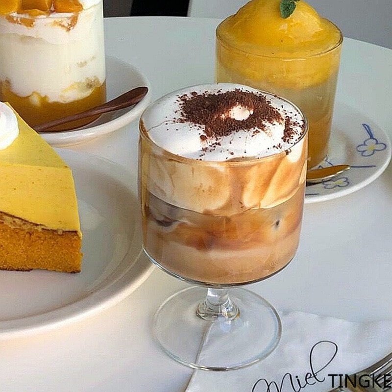 Hohe-wert Cafe latte kaffee tasse kurze-fuß glas Pudding kurze-fuß joghurt Nachtisch tasse tasse