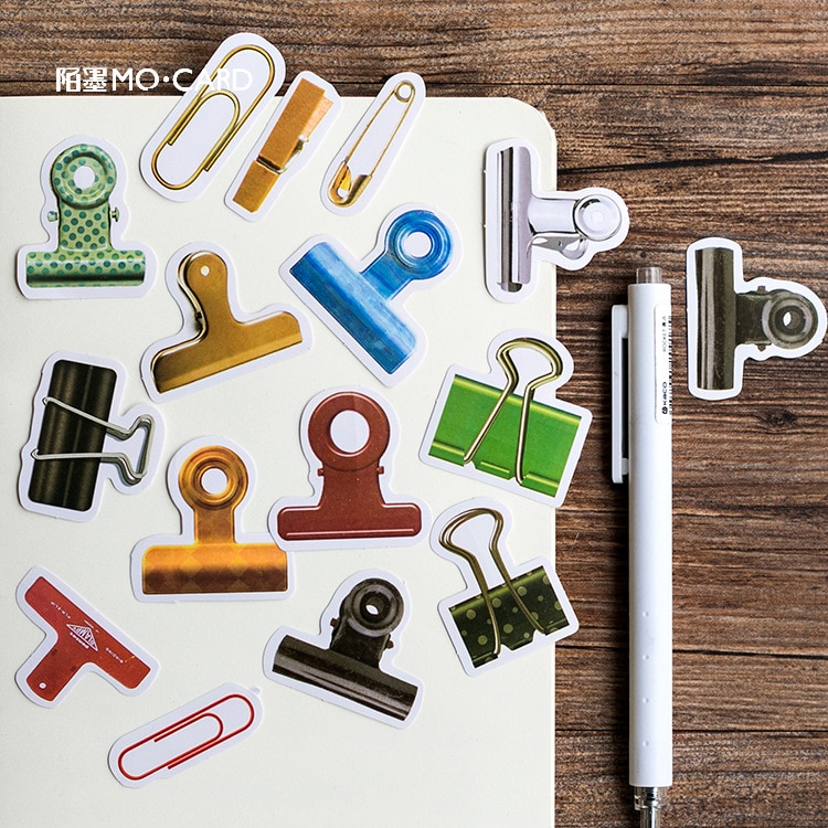 Kreative Bindemittel Clip Modell Dekorative Aufkleber einstellen Klebstoff Aufkleber DIY Dekoration Tagebuch Aufkleber Kasten Paket