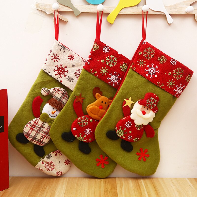 Ältere Schneemann Elch Große Weihnachten Strumpf Tasche freundlicher Süssigkeit Tasche Weihnachten Ornamente