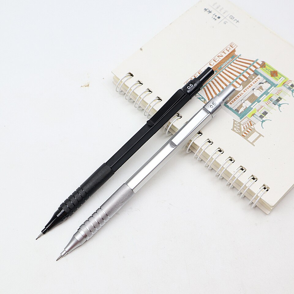 Mechanische Bleistift 0,5mm-0,7mm 2B Volle Metall Silber Automatische Bleistifte für Professionelle Malerei Schreiben Liefert