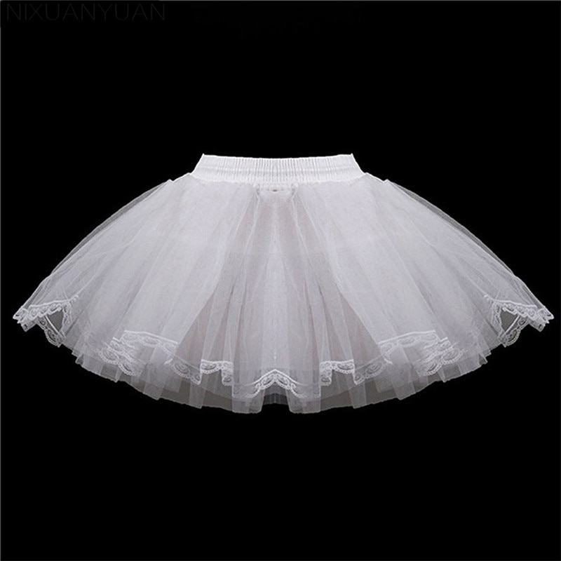 NIXUANYUAN Günstige Petticoat Mädchen Weiß 3 Schicht Spitze Rand Tüll Ohne Knochen Blume Mädchen Kleid Art Krinolinen Kurzen Unterrock