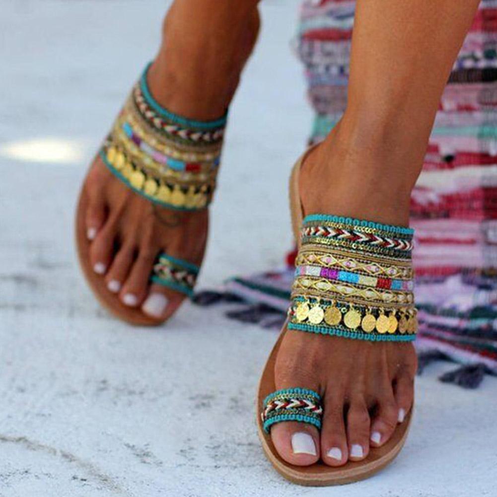 Karinluna Schuhe Frauen Neue Ankünfte Hausschuhe Jahrgang Ethnische Flache Mit nicht-Unterhose Frauen schuhe