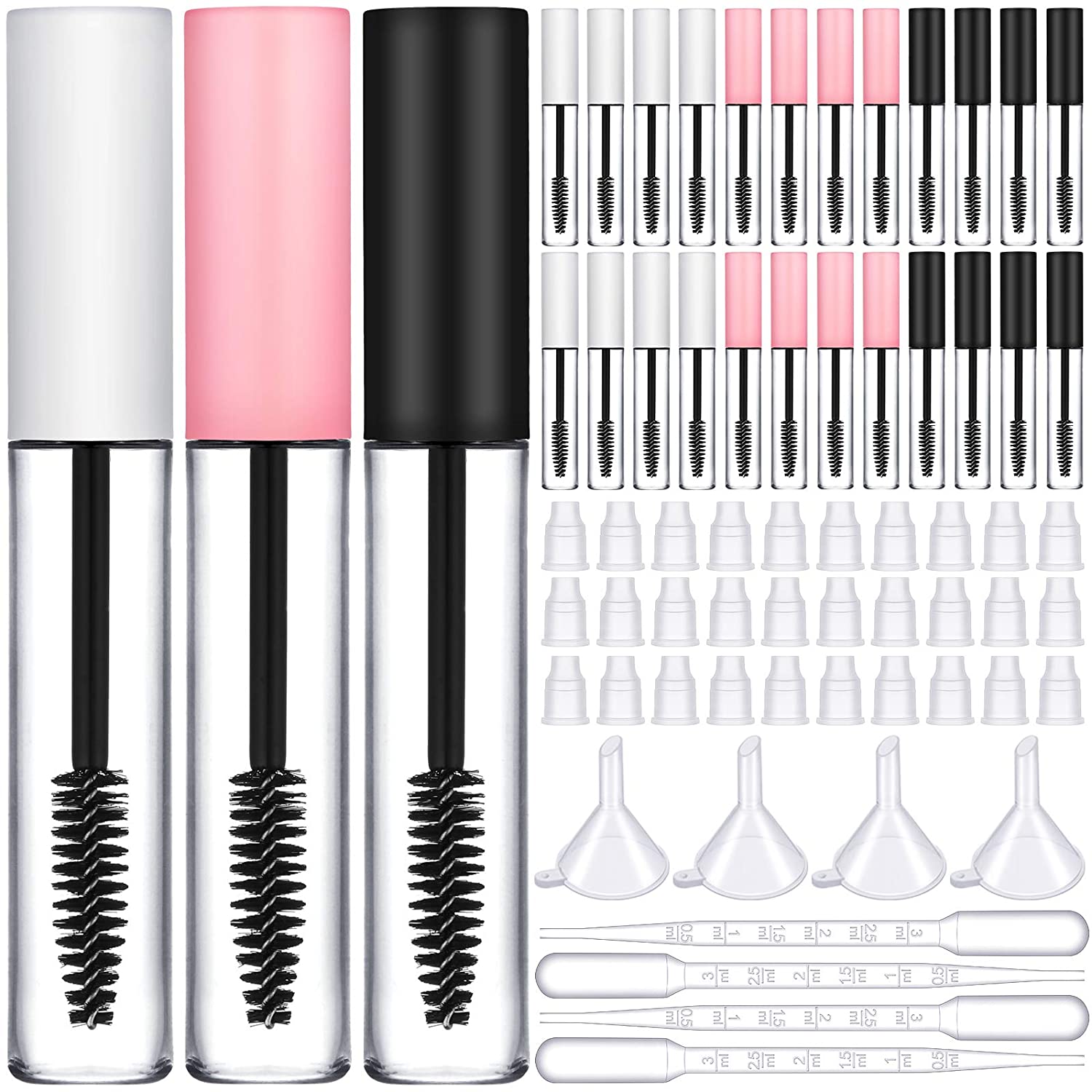 20Stck 10 ml Leere Maskara Rohr und Zauberstab Nachfüllbare Maskara Rohr Maskara Zauberstab Wimpern Pinsel Rohr für Wimpern Öl lipgloss Rohre