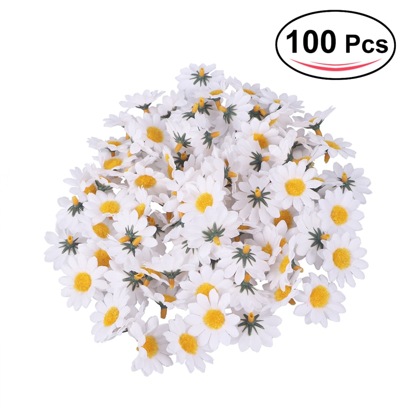100 stücke Künstliche Gerbera Gänseblümchen Blumen Köpfe DIY Kuchen/Hochzeit Dekoration Künstliche Blumen Handwerk